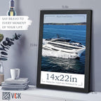VCK 14x22 Picture Frame Set of 3, Exclusive Black Woodgrain, Solid Wood Poster Frames - Wall Hanging