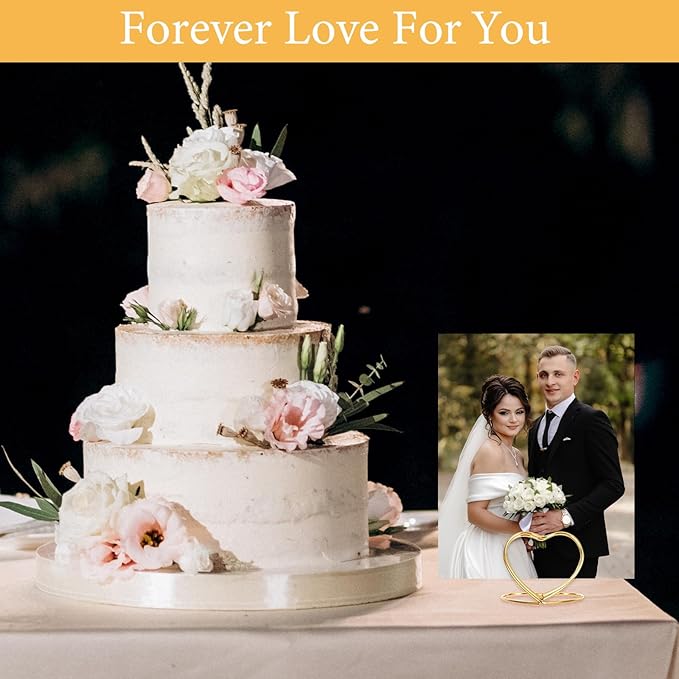 16Pcs Gold Place Card Holders,Picture Holders for Tables Heart-Shaped Table Number Holder Mini Photo Holder for Centerpiece Party Wedding