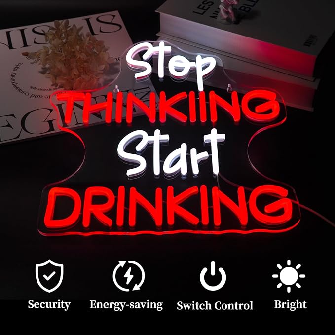 Stop Thinking Neon Sign Led Neon Lights Neon Signs for Wall Decor Light Up Sign for Birthday Party Club Gift