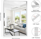 Silver Bathroom Mirror, 60x40 Inch Rectangular Framed Mirror, Large Wall Mounted Bathroom Vanity Mirror Over Sink for Bedroom,Restroom, Living Room, Hangs Vertically or Horizontally
