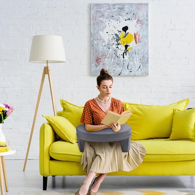 Ejoyous Reading Pillow for Bed, Arm Rest Lap Desk Pillow Memory Foam Gaming Pillow with Side Pocket for for Adult Sitting up in Bed Working Crocheting