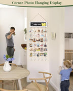 Bikoney Picture Frames Collage Wall Decor Photo Hanging Display Picture Board Wood Rustic Frames for Home Dorm Room Decor with Blackboard and 30 Clips White