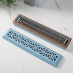 CEREMONY Incense Holder,Ceramic Incense Holder for Sticks with Ash Catcher,Coffin Style Incense Box,Incense Burner for Meditation Yoga Spa Room Decor(Blue)