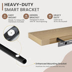 40 Inch Floating Shelves, 8 Inch Deep Floating Shelves for Wall, Hanging Shelf with Invisible Brackets, Deep Shelves for Bathroom, Bedroom, Living Room, Oak, Set of 2