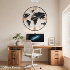 36 Inch Oversized Giant Extra Large Modern Decorative Metal World Map Wall Clock,Big Vintage Gold Arabic Numeral Wall Clocks for Living Room,Entryway,Office,Fireplace,Dining Room