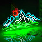Mountain Neon Sign for Wall Decor Dimmable Landscape Neon Light with USB Powered Sunrise and Sunset Led Light Up Sign for Bedroom Living Room Hotel Decor(16.7 * 8.7In)