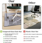 Glass Chair Mat 48" x 60" Heavy Duty Tempered Glass Mat, Office Glass Floor Mat with Round Corner and Polished Edge for Smooth Glide, Carpet Hardwood Floor Protector,Grey