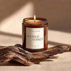 Bourbon Whiskey Scented Candle for Home, Natural Soy Wax Aromatherapy Non Toxic Candle Gifts for Women & Men, Handmade Highly Scented & Long Lasting Jar Candle for Stress Relief (9oz)