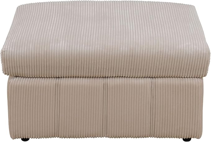 Ottoman Rectangular Storage Ottoman Bench, Flannel Footrest Stool Footstool with Lid for Living Room, Bedroom, Entryway, Beige Pink, 38"x30"x22"