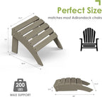 GREENVINES Adirondack-Ottoman | Wood Grain | HDPE Plastic | Outdoor Footrest | All Weather | Foot Rest | Foot Stool | Desert Brown | for Adirondack Chair