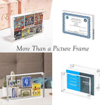 Acrylic Picture Frame, 2pack 4x6 Inch Clear Photo Double-Sided Frames, Magnetic 12+12MM Thickness Picture Frame Clear Photo Frame Stand, Double-Sided Acrylic Frame Stand