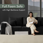 Boneless Sectional Cloud Couch Sofa for Living Room, 112" U-Shaped Modular Modern Lounge Sleeper Black Couches with Chaise, No Assemble, Cordury Compression Upholstered Sofas