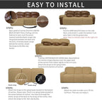 Easy-Going 8 Pieces Recliner Sofa Stretch Sofa Slipcover Sofa Cover Furniture Protector Couch Soft with Elastic Bottom Kids, Spandex Jacquard Fabric Small Checks Golden