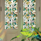 Window Film, Stained Glass Window Privacy Film, Rainbow White Flowers Double Sided Non-Adhesive Window Cling Stickers for Home Office Living Room Glass Windows Door Decor 16.93 x 39.37 Inch