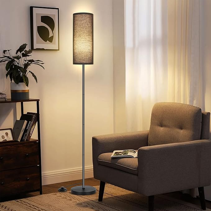 PARTPHONER Floor Lamp for Living Room, Modern Standing Lamps with Lampshade, Minimalist Tall Lamp with Foot Switch for Living Room, Bedroom, Kids Room, Office(Bulb Not Included)