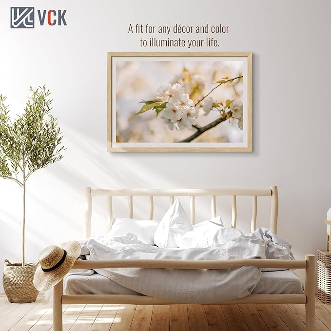 VCK 27x40 Oak Poster Frame 3 Pack, Natural Solid Wood Picture Frames, Wall Gallery Frame