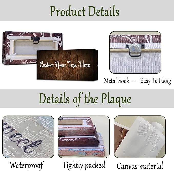 CHAOSETKEN Custom Text Sign Wall Art Personalized Family Quote Wall Decor Family Sign Canvas Prints Customized Wood Text Quote Pictures Rustic Farmhouse Decor Framed (24L x 8W)