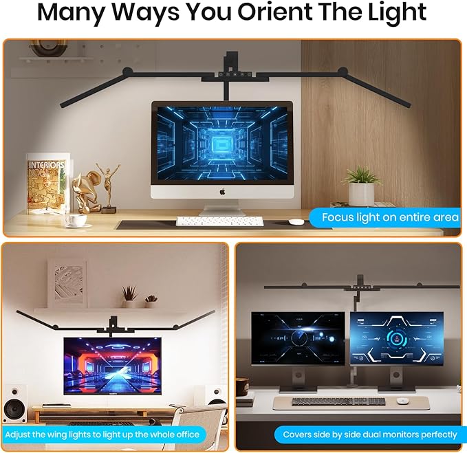Ultra Bright Architect Desk Lamp with Clamp,Transformable LED Desks Lamp for Home Office,Tall Overhead Led Desk Light[41" Long Dimmable Light Bar],24W Auto Dimmable Desks Lights for Drawing Hobby Use