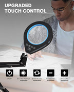 Magnifying Glass with Light, 10X & 5X Real Glass & Anti-Glare Lens, 5 Color Mode Stepless Dimmable LED Desk Magnifying Lamp, Hands-Free Desk Lamp with Clamp for Crafts Reading Repair Hobby (Blue)