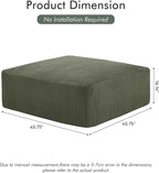 40" Square Stuffed Ottoman Pouf for Sofa Couch, Corduroy Poufs with Foam Chunk Filling, Furry & Fluffy Foot Stool Movable Ottoman. 40 * 40 Floor Poufs Foot Rest for Living Room, Green