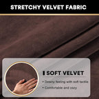 PrinceDeco Brown Furniture Cover, 2 Pcs Velvet Stretch Sofa Cushion Covers for Individual Cushions, Pet Friendly, Stay in Place, Machine Washable