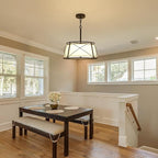 15.7" Black Drum Chandelier,3-Light Modern Farmhouse Chandelier,White Fabric Drum Shade Pendant Light Fixture for Dining Room Kitchen Island Bedroom Entryway