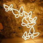 SYLHOME Butterfly Led Neon Light Sign Girls Kids Bedroom Girls Room Beauty Studio Living Room Wedding Birthday Party Light Up Sign 16.5" X 8.9" USB Warm White