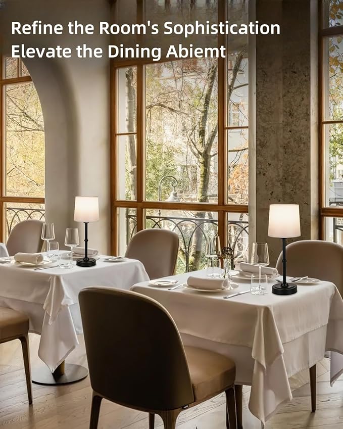 Cordless Led Table lamp,6000mAh Battery Powered Table Light,Wireless Lamps for Living Room Restaurant/Patio/Home Bar/Dining/Dinner/Bedside/Nightstand/Desk lamp-Touch Lamp-Black/Vintage