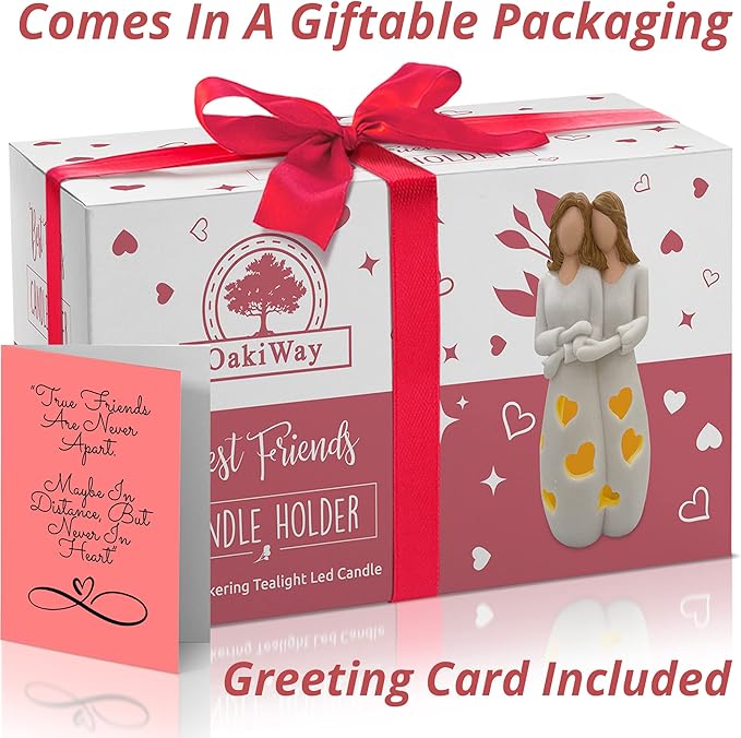 Sisters for Mom | Candle Holder Statue with Flickering LED Candle | Mothers Day, Friendship Bday, Bestie, BFF Christmas Unique Present for Her