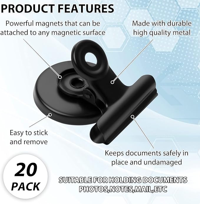 FINDMAG 48 Pack Magnetic Clips for Photo Display, Picture Hanging, Heavy Duty Scratch-Free Magnet Clips for Refrigerator, Metal Fridge Magnets for Whiteboard, Kitchen, Office, School Use.
