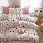 Girls Comforter Set King Size - 3 Pieces Red Pink Heart Comforter Bedding Sets for Kids,King Bed in a Bag with Heart Comforter and 2 Pillowcases