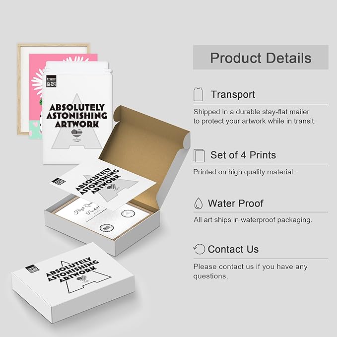 SIGNWIN Framed I'm a Barbie Girl in The Barbie World Wall Art, Set of 4 Heart, Chrysanthemum Illustration Wall Decor Prints, Preppy Room Decor Wall Décor for Living Room, Bedroom - 12"x16" Natural