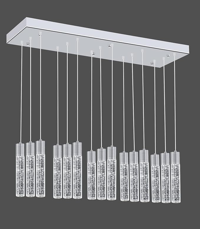 15-Lights Modern Crystal Chandelier LED Pendant Lighting Fixture for Kitchen Island Light Fixtures for Dining Room Hallway Foyer