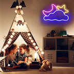 Moon Cloud Star Neon Sign, Large Neon Light for Bedroom, Dimmable Cloud Neon Sign for Living Room, Game Room Wall Decor, Handmade Birthday/Festival Gifts 16.5''x 11 inch