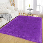 Latepis Bedroom Shag 4x6 Rug Purple Shaggy Fluffy Faux Fur Rug Machine Washable Area Rugs for Living Room Office Dorm Plush Rugs Home Decor Rectangle