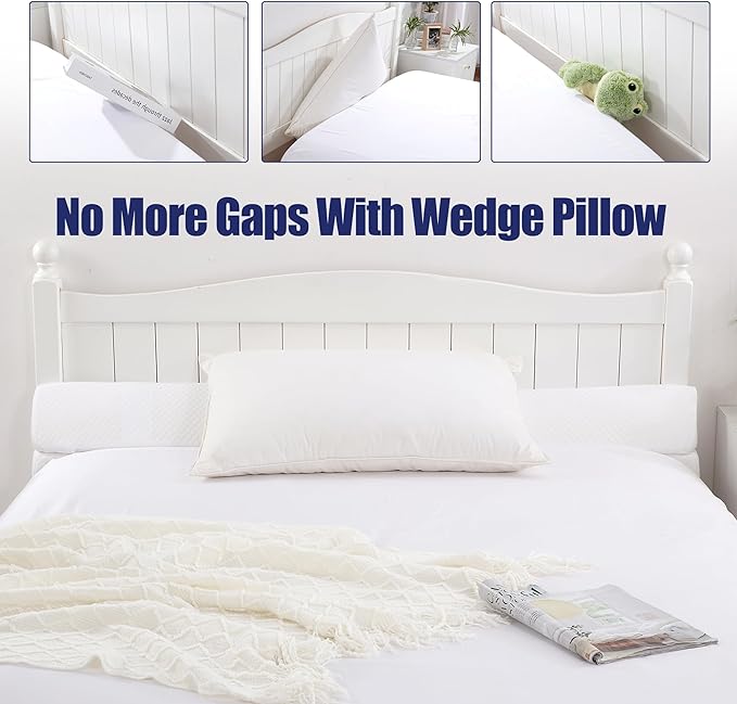 HOMBYS Wedge Pillow Headboard for Bed Gap,Foldable Bed Wedge Gap Filler King Size,Matterss Gap Filler,Multi Functional Bed Crack Pillow, Fill The Gap (0-7") Between Your Headboard and Mattress,White