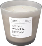 Hidden Label Large Scented Candle, Amber Wood & Jasmine, 30oz 3 Wick Huge Candle, Serene Collection Slow Burn Natural Soy Candles for Home Scented