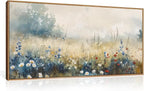 Nature Wildflower Framed Canvas Wall Art Set, Pastoral Landscape Wall Decor, Colorful Meadow Wall Painting, Rustic Floral Art Print for Living Room, Bedroom, Office - 20"X40"