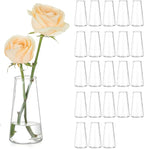 Hewory Glass Bud Vases for Centerpieces: Small Clear Modern Flower Vase Set of 24, Minimalist Cute Mini Decorative Bulk Vases for Wedding Birthday Bridal Shower Party Events Dining Room Table Decor