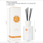 Reed Diffuser Set, Citrus Scented Oil Diffuser, 6.76 fl oz (200 ml) Home Fragrance Diffuser with Reed Sticks, Air Fresheners for Home, Bathroom Shelf Decor