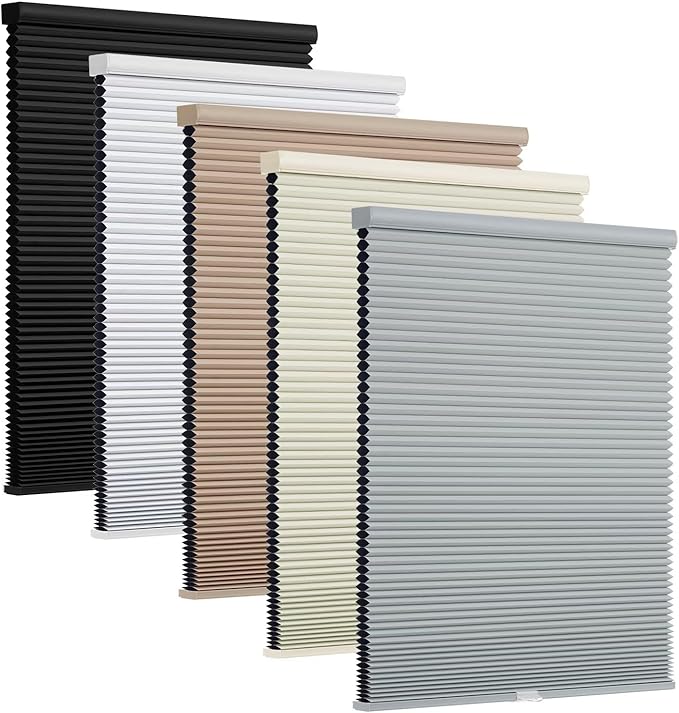 Changshade Cordless Cellular Shades, Blackout Honeycomb Shades for Windows, Pull Down Pleated Blinds, Easy to Install for Indoor Windows and French Doors,30" W x 72" H, Grey