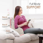 Nestl Reading Pillow Standard Bed Pillow, Back Pillow for Sitting in Bed Shredded Memory Foam Chair Pillow, Reading & Bed Rest Pillows Linen Back Pillow for Bed, Bed Chair Arm Pillow with Pockets