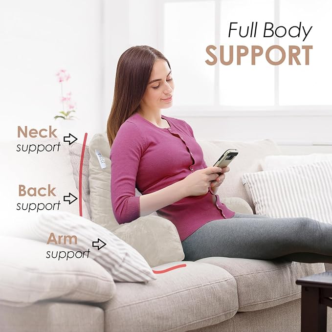 Nestl Reading Pillow for Kids, Small Bed Pillow, Back Pillow for Sitting in Bed, Memory Foam Chair Pillow, Reading & Bed Rest Pillows, Linen Back Pillow for Bed, Arm Pillow with Pockets