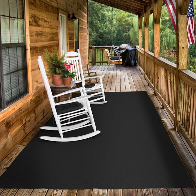 House, Home and More Indoor Outdoor Carpet with Rubber Marine Backing - Black - 6 Feet x 50 Feet - Durable, UV-Resistant - Adds Color and Comfort to Your Deck, Patio or Other Outdoor Rug Space.