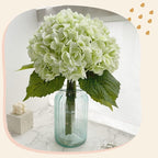 21In Light Green Artificial Hydrangea Flowers 5 Pcs Real Touch 3D Print Latex Flowers for Wedding Centerpieces Bouquets DIY Floral Decor Home Decoration with Stems