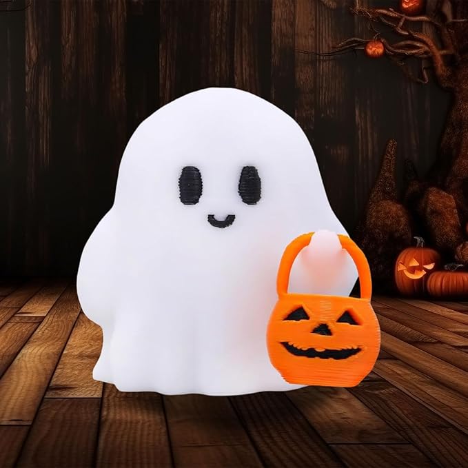 1 Pcs Halloween Ghost Figurine Resin Cute Sculpture Mini Statue Table Ornament Halloween Decorations Indoor Small White Spooky Pumpkin Ghost Decor Figurines for Table Desk Tray Shelf Bedroom