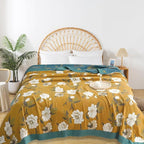 Boho Throw Blanket for Bed - 100% Pure Cotton Ultra Soft Rustic Quilt - Farmhouse Decor Bed Blankets, All Season Rustic Throw for Sofa Couch Chair(91''x 98'', Flower Branch 2)