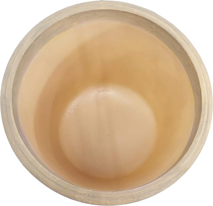 Sunnydaze 24-Inch Anjelica Large Plastic Pot for Plants - Outdoor Polyresin Round Planter with Drillable Drainage Holes - Beige - 2pk