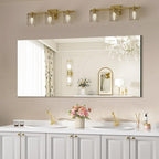 Mirrorons Bathroom Vanity Mirror 28" x 36", Frameless Mirror with Polished Edge, Hangs Horizontally or Vertically. Upgraded Shatterproof Bathroom Mirror for Wall.