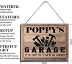 Rustic Sign, Father's Day Gift, Dad's Gift, Grandpa's Gift, Decor Hanging Wood Signs, Printed Wood Wall Art Sign, Poppy's Garage, If He Can't Fix It We're All Screwed, Vintage Sign Gift for Grandpa